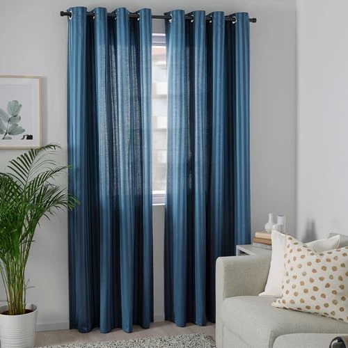Штора, 2 шт. - IKEA MAJRID, 300х145 см, синий, МАЙРИД ИКЕА (изображение №4)