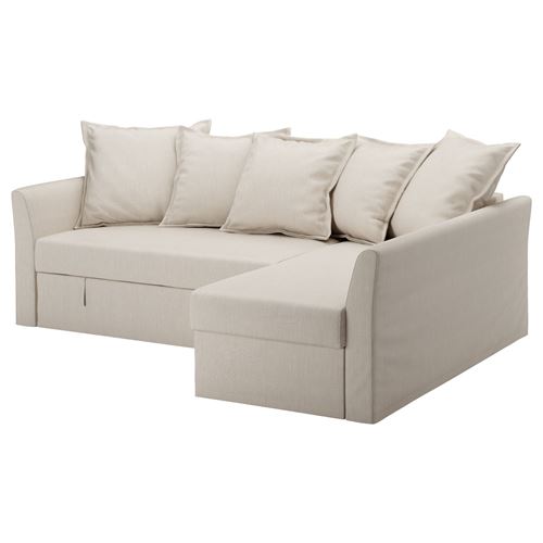 Угловой диван-кровать - IKEA HOLMSUND, 90x230см, бежевый, ХОЛЬМСУНД ИКЕА