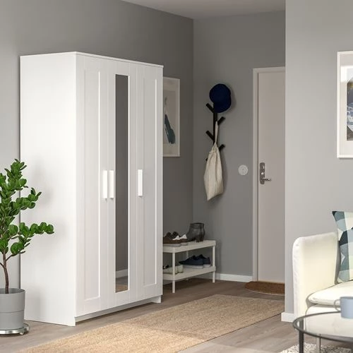 Шкаф платяной 3-дверный - IKEA BRIMNES, 117х190 см, белый, БРИМНЭС/БРИМНЕС ИКЕА (изображение №3)