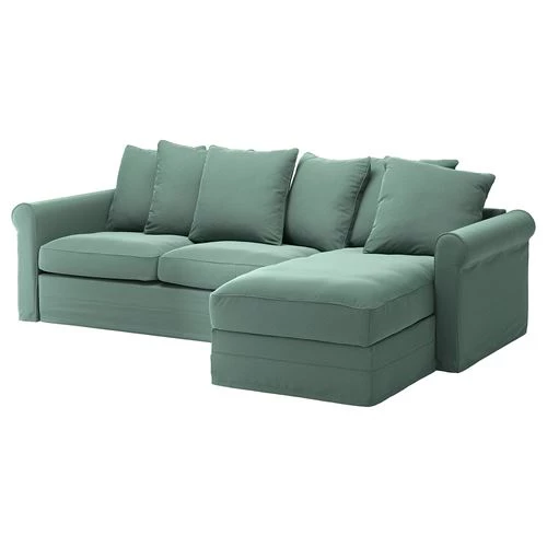 2-местный диван-кровать с козеткой - IKEA GRÖNLID/GRONLID, 68x98x277см, бирюзовый, ГРОНЛИД ИКЕА (изображение №1)