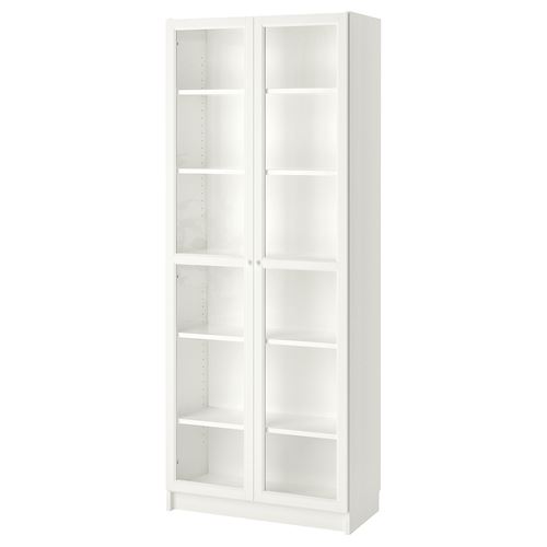 Книжный шкаф со стеклянной дверцей - BILLY/OXBERG IKEA/БИЛЛИ/ОКСБЕРГ ИКЕА, 42х80х202 см, белый
