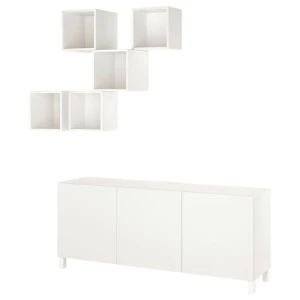 Тумба под телевизор - IKEA BESTÅ/EKET, 180x42x220 см, белый, Бесто/Экет ИКЕА