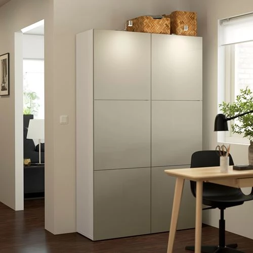 Комбинация для хранения - IKEA BESTÅ/BESTA/Беста/Бесто ИКЕА, 120x40x192 см, серый, (изображение №3)