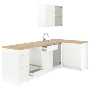 Угловая кухонная комбинация - IKEA KNOXHULT, 285x122x220 см, белый, Кноксхульт ИКЕА