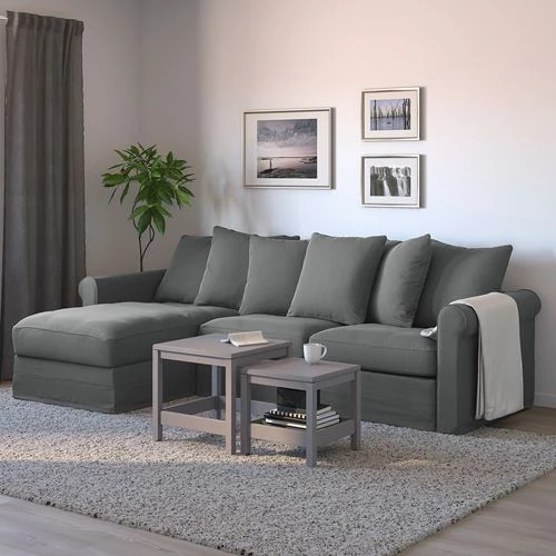 2-местный диван-кровать с козеткой - IKEA GRÖNLID/GRONLID, 104x98x277см, серый, ГРОНЛИД ИКЕА (изображение №2)