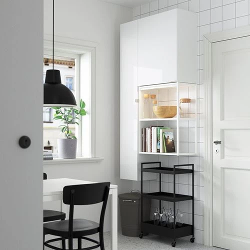 Стеллаж - IKEA ENHET, 90х32х180 см, белый/белый глянцевый, ЭНХЕТ ИКЕА (изображение №2)