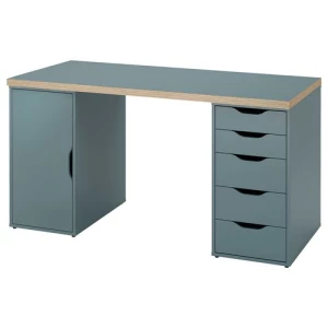 Письменный стол с ящиками - IKEA LAGKAPTEN/ALEX, 140х60 см, серый/черный, ЛАГКАПТЕН/АЛЕКС ИКЕА