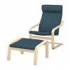 Кресло-качалка и табурет для ног - IKEA POÄNG/POANG/ПОЭНГ ИКЕА, 68х82х100 см, синий