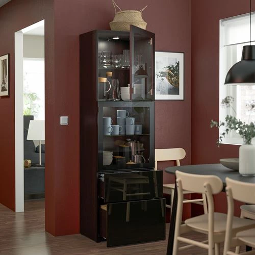 Комбинация для хранения - IKEA BESTÅ/BESTA/ БЕСТО  ИКЕА, 60x42x193 см, черный (изображение №2)