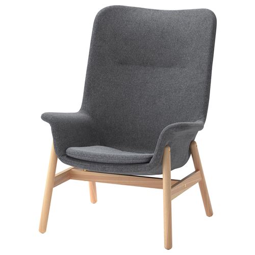 Классическое  кресло - VEDBO  IKEA/  ВЕДБО  ИКЕА, 108 см,  серый