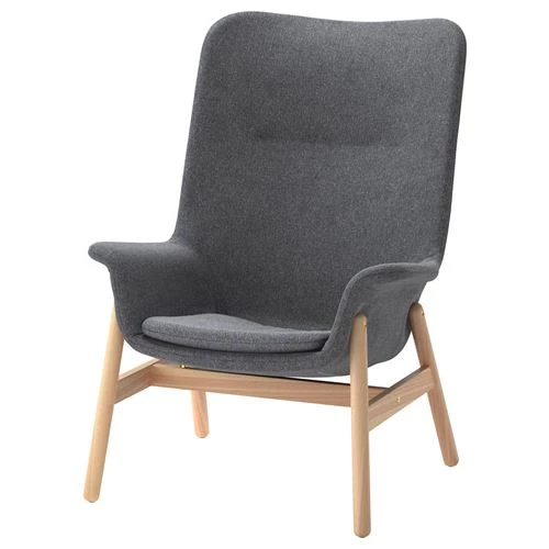 Классическое  кресло - VEDBO  IKEA/  ВЕДБО  ИКЕА, 108 см,  серый (изображение №1)