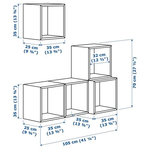 Комбинация навесных шкафов - IKEA EKET, 105x35x120 см, белый, ЭКЕТ ИКЕА (изображение №4)