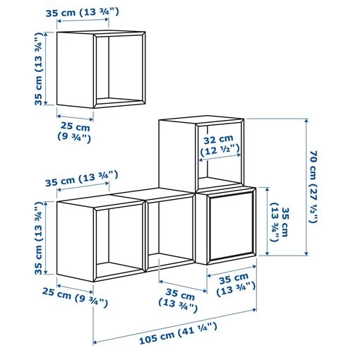 Комбинация навесных шкафов - IKEA EKET, 105x35x120 см, белый, ЭКЕТ ИКЕА (изображение №4)