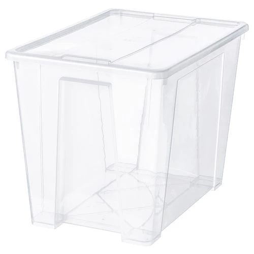 Контейнер с крышкой - IKEA SAMLA, 57x39x42 см, прозрачный,  САМЛА ИКЕА (изображение №1)