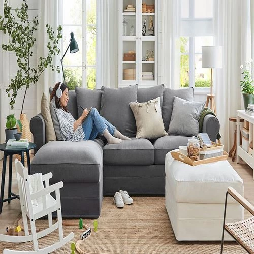 2-местный диван и шезлонг - IKEA GRÖNLID/GRONLID, 98x258см, серый, ГРЕНЛИД ИКЕА (изображение №3)
