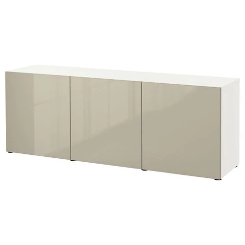 Комбинация для хранения - IKEA BESTÅ/BESTA/БЕСТА/БЕСТО ИКЕА, 180x42x65 см, серый, (изображение №1)