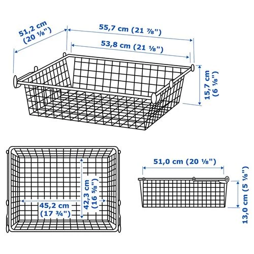 Проволочная корзина с направляющими - IKEA HJALPA/HJÄLPA, 60х55 см, белый ХЭЛПА ИКЕА (изображение №3)