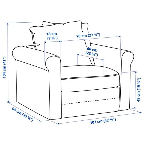 Кресло - IKEA GRÖNLID/GRONLID, 107х98х104 см, черный, ГРЕНЛИД/ГРЁНЛИД ИКЕА (изображение №2)