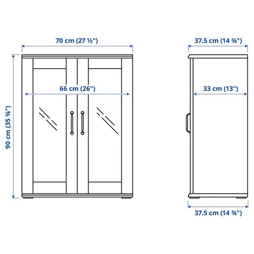 Шкаф-витрина - SKRUVBY IKEA/  СКРУВБИ ИКЕА,  70x90 см, синий/под беленый дуб (изображение №9)