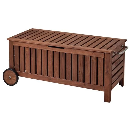 Садовая скамья с ящиком - IKEA APPLARO/ÄPPLARÖ, 128x57 см, коричневая морилка ЭПЛАРО ИКЕА (изображение №1)