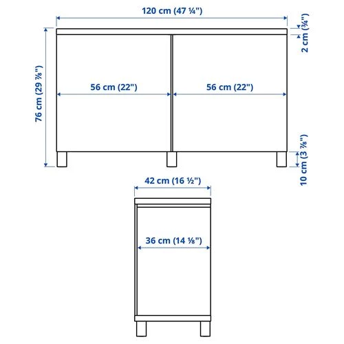 Комбинация для хранения - IKEA BESTÅ/BESTA, 120x42x76 см, белый, Беста/Бесто ИКЕА (изображение №6)