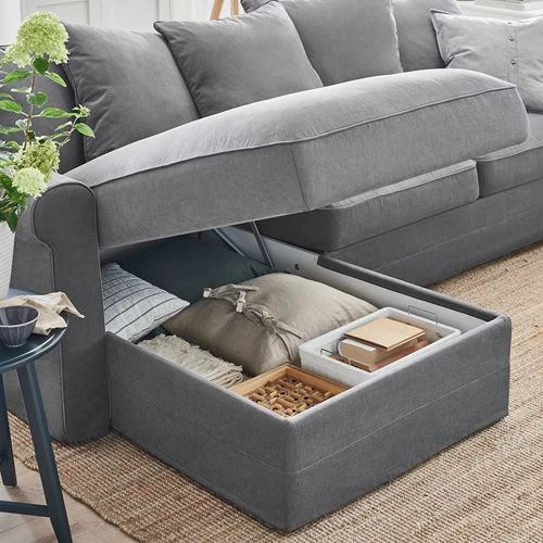 3-местный диван и козетка - IKEA GRÖNLID/GRONLID,  98x328см, серый, ГРЕНЛИД ИКЕА (изображение №6)