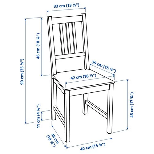 Стул деревянный - IKEA STEFAN, 90х42х49 см, черно-коричневый, СТЕФАН ИКЕА (изображение №10)