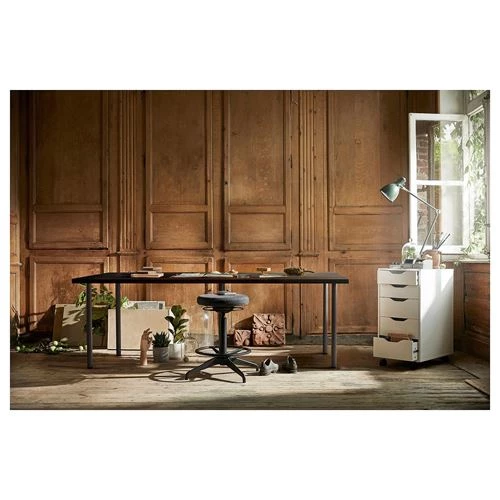 Письменный стол - IKEA LAGKAPTEN/ADILS, 200х60 см, темно-серый/черно-коричневый, ЛАГКАПТЕН/АДИЛЬС ИКЕА (изображение №4)