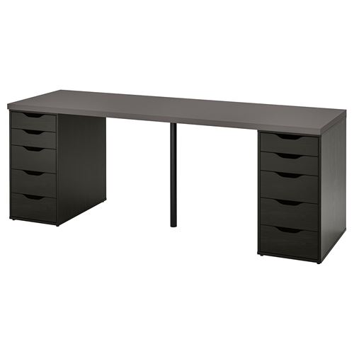 Письменный стол с ящиками - IKEA LAGKAPTEN/ALEX, 200x60 см, черно-коричневый/темно-серый, АЛЕКС/ЛАГКАПТЕН ИКЕА
