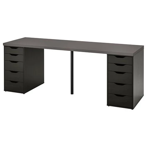 Письменный стол с ящиками - IKEA LAGKAPTEN/ALEX, 200x60 см, черно-коричневый/темно-серый, АЛЕКС/ЛАГКАПТЕН ИКЕА (изображение №1)