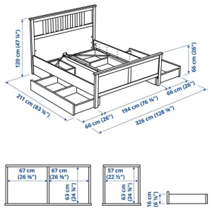 Основание двуспальной кровати - IKEA HEMNES/LINDBÅDEN, 180x200 см, белый, Хемнэс/Линдбаден ИКЕА