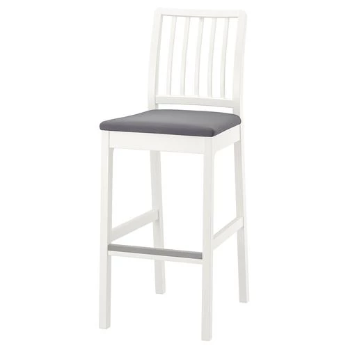 Барный стул - IKEA EKEDALEN/ИКЕА ЭКЕДАЛЕН, 39х45х114 см, белый/серый (изображение №1)