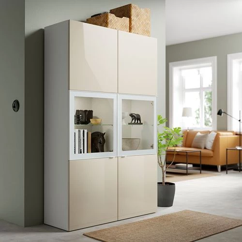 Комбинация для хранения - IKEA BESTÅ/BESTA /Беста/Бесто ИКЕА, 120x42x193 см, серый, (изображение №5)