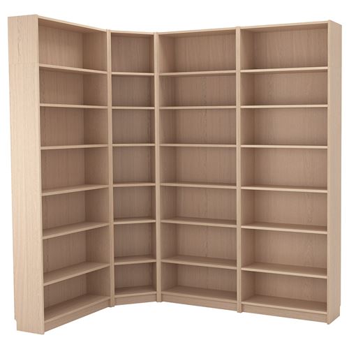 Угловой книжный шкаф - BILLY IKEA/БИЛЛИ ИКЕА, 28х135/215х237 см, светло-коричневый