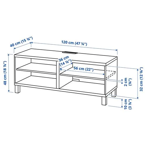 Каркас тумбы под ТВ - IKEA BESTÅ/BESTA, 120x40x48 см, коричневый, Беста/Бесто ИКЕА (изображение №6)