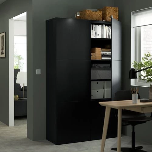 Комбинация для хранения - IKEA BESTÅ/BESTA/Беста/Бесто ИКЕА, 120x40x192 см, черный, (изображение №2)