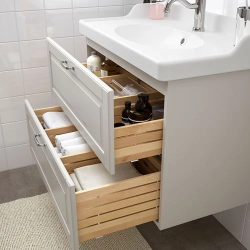Тумба для ванной  - GODMORGON/ RÄTTVIKEN / RАTTVIKEN IKEA/ГОДМОРГОН/ РЭТТВИКЕН ИКЕА, 80x49x68  см, белый/серый (изображение №2)