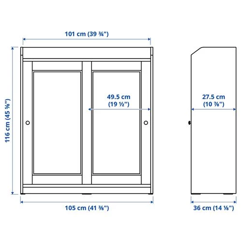 Шкаф - HAUGA IKEA/ ХАЮГА ИКЕА, 105x116х36 см, белый (изображение №7)