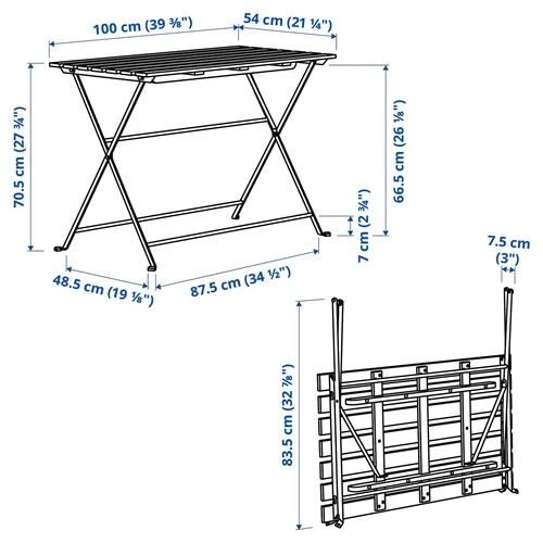 Стол садовый - IKEA TÄRNÖ/TARNO, 100x54 см, коричневый, ТЭРНО ИКЕА (изображение №3)