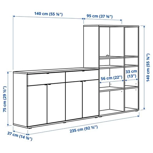 Комбинация для хранения - VIHALS IKEA/ ВИХАЛС ИКЕА, 235x37x140, белый (изображение №5)