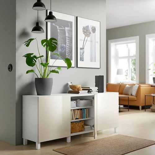 Комбинация для хранения - IKEA BESTÅ/BESTA/БЕСТА/БЕСТО ИКЕА, 180x40x74 см, серый, (изображение №2)