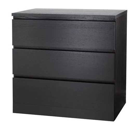 Комод с 3 ящиками - IKEA MALM, 80x78х48 см, черный, МАЛЬМ ИКЕА (изображение №1)