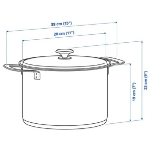 Кастрюля с крышкой - IKEA HEMKOMST, 10 л, нержавеющая сталь / стекло ИКЕА