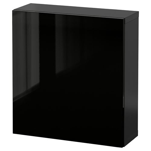 Настенный шкаф - IKEA BESTÅ/BESTA, 60x22x64 см, черный, БЕСТО ИКЕА