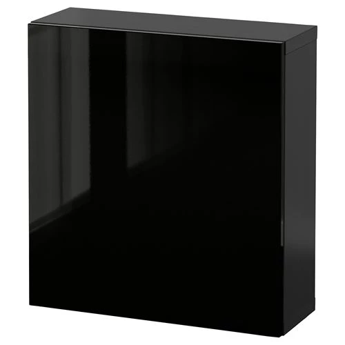 Настенный шкаф - IKEA BESTÅ/BESTA, 60x22x64 см, черный, БЕСТО ИКЕА (изображение №1)