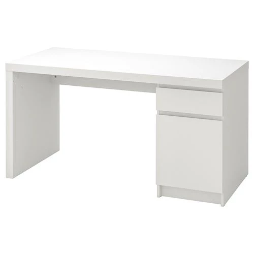 Письменный стол с ящиком - IKEA MALM, 140x65 см, белый, МАЛЬМ ИКЕА (изображение №1)