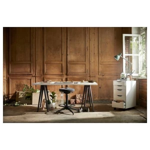 Письменный стол - IKEA LAGKAPTEN/NÄRSPEL/NARSPEL, 140х60 см, белый/темно-серый, ЛАГКАПТЕН/НЭРСПЕЛЬ ИКЕА