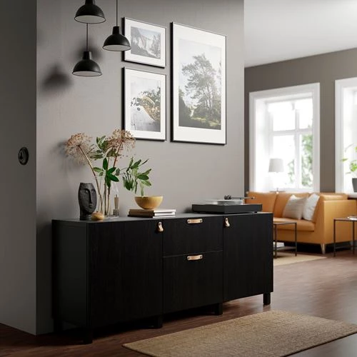 Комбинация для хранения - IKEA BESTÅ/BESTA/БЕСТА/БЕСТО ИКЕА, 180x42x74 см, черный (изображение №3)