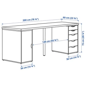 Письменный стол - IKEA ALEX, 200x60 см, белый, Алекс ИКЕА