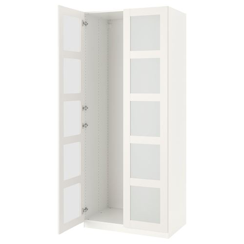 Гардероб - IKEA PAX/BERGSBO/ПАКС/БЕРГСБУ ИКЕА, 100x60x236 см, белый из матового стекла